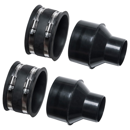 Powertec 4 in. to 2-1/2 in. Reducer and 4 in. Dust Control Flex Cuff with Hose Clamps, 2PK 70322-P2